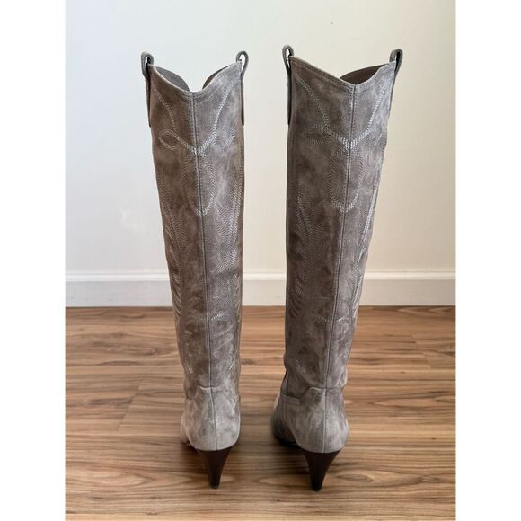 Veronica Beard Womens Ballan Suede Stitch Western Cowboy Tall Boots Taupe Sz 7.5 - Picture 6 of 7